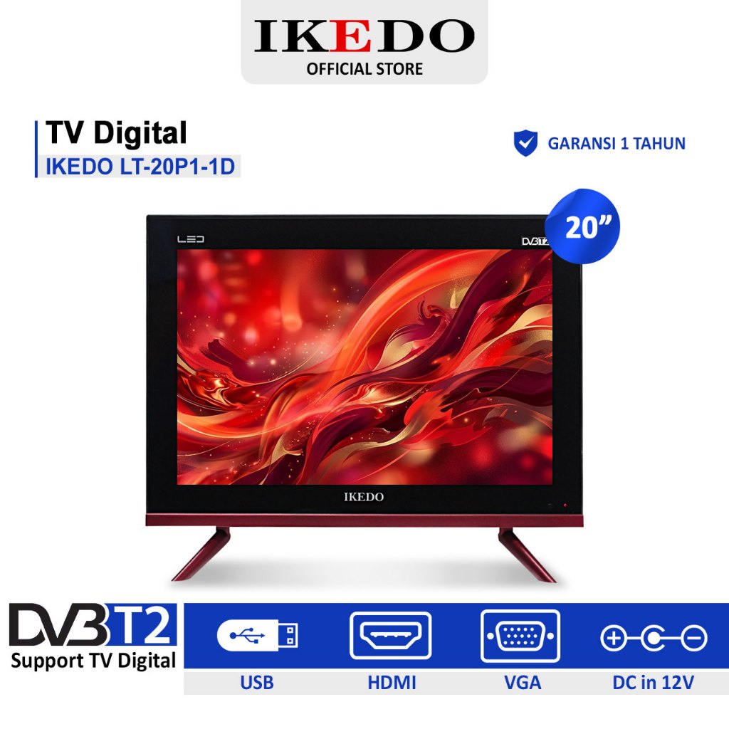 IKEDO TV LED Digital 20 Inch TV Monitor LT-20P1-1D Murah Terbaru
