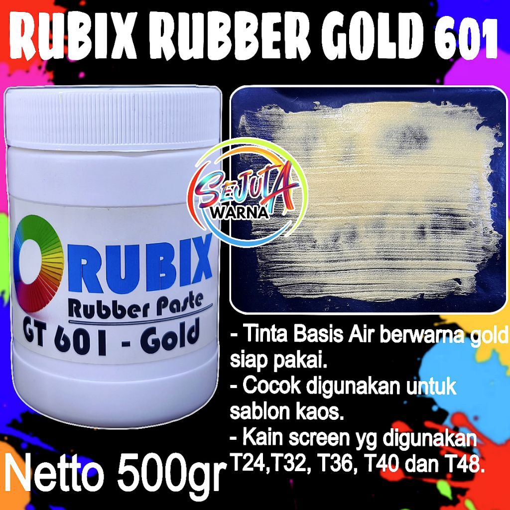 RUBIX RUBBER GOLD 601 BASIS AIR TINTA EMAS GOLD 500GR