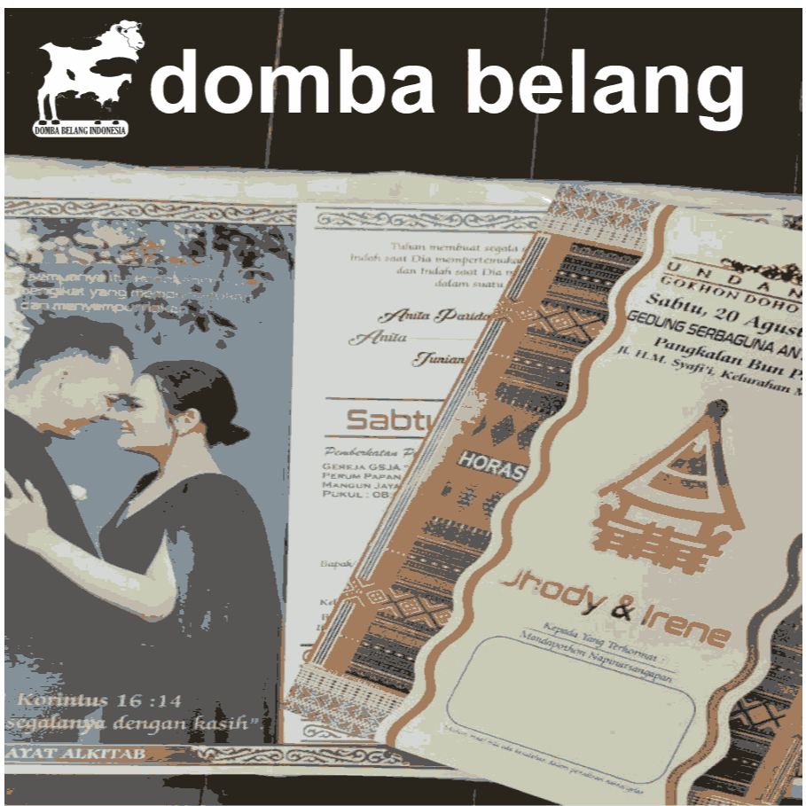 Undangan Batak, Model Lipat 3,MESIN CETAK bukan PRINTER. Laminating Doff 2 sisi, FOIL EMAS cover dan