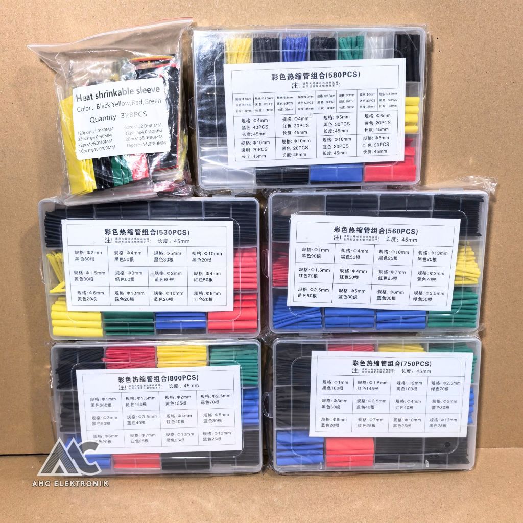 Selang Bakar Heat Shrink Warna Warni Kabel Isolasi Bakar Warna Warni (kemasan box dan pack plastik)