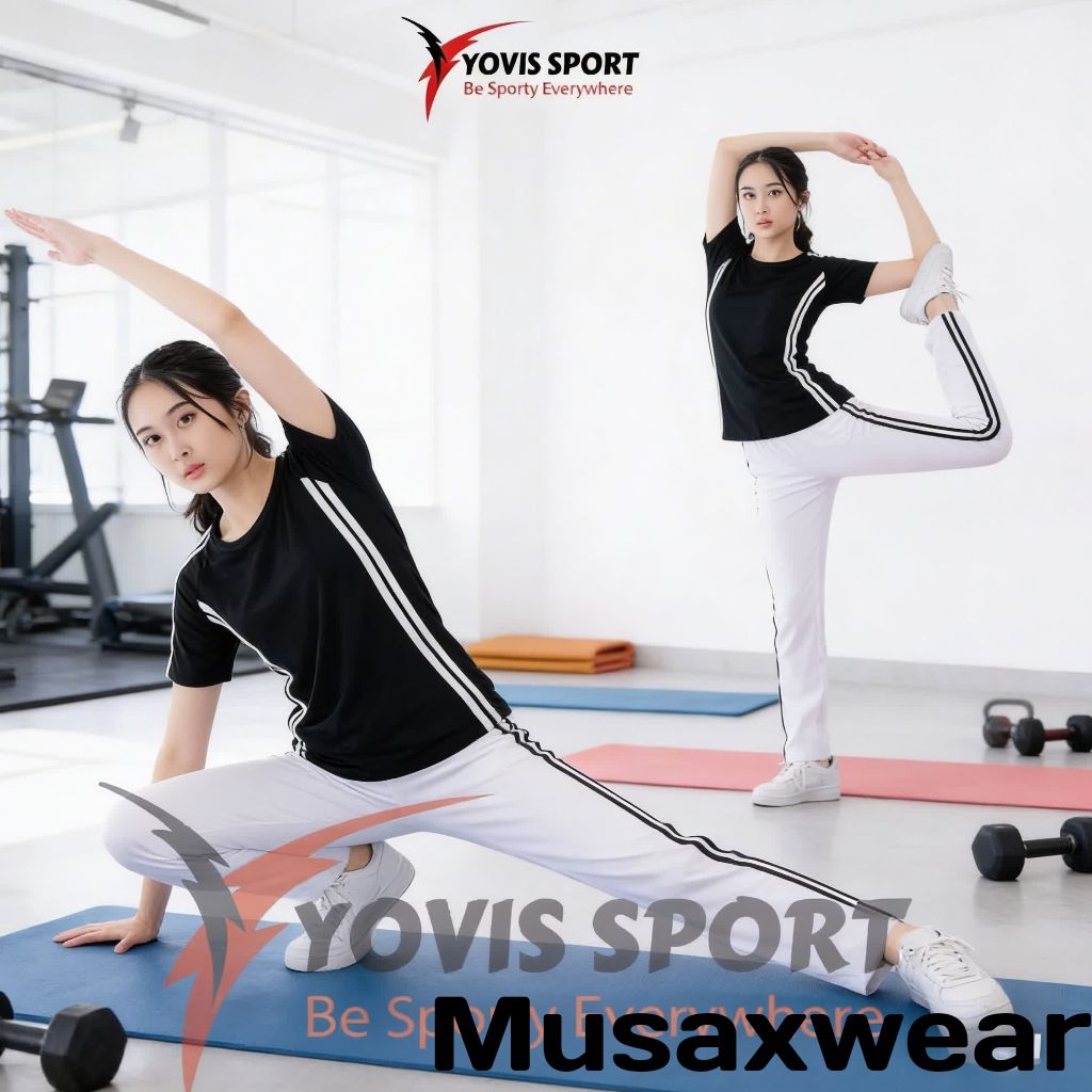 Stelan Baju Senam Olahraga Wanita lengan Pendek/Baju Olahraga Aerobik Wanita/Stelan Training Wanita