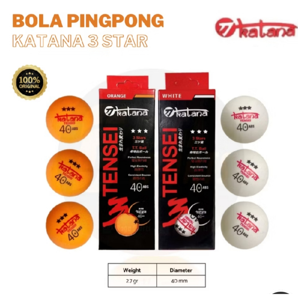 BOLA TENIS MEJA/BOLA PINGPONG KATANA BOX 3 BINTANG