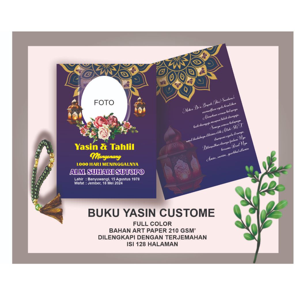 BUKU YASIN DAN TAHLIL CUSTOME UNGU