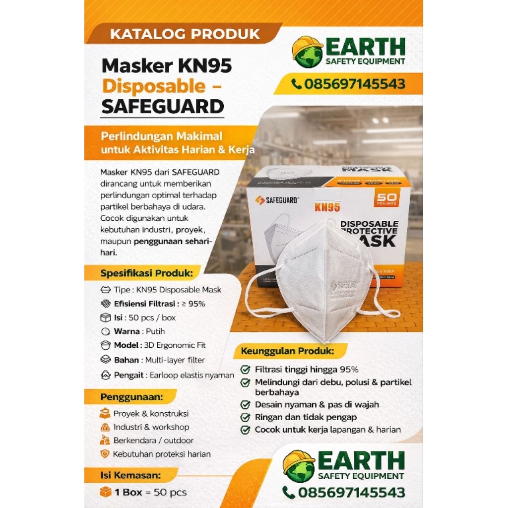 Masker KN95 Disposable – SAFEGUARD (ISI 50PCS)