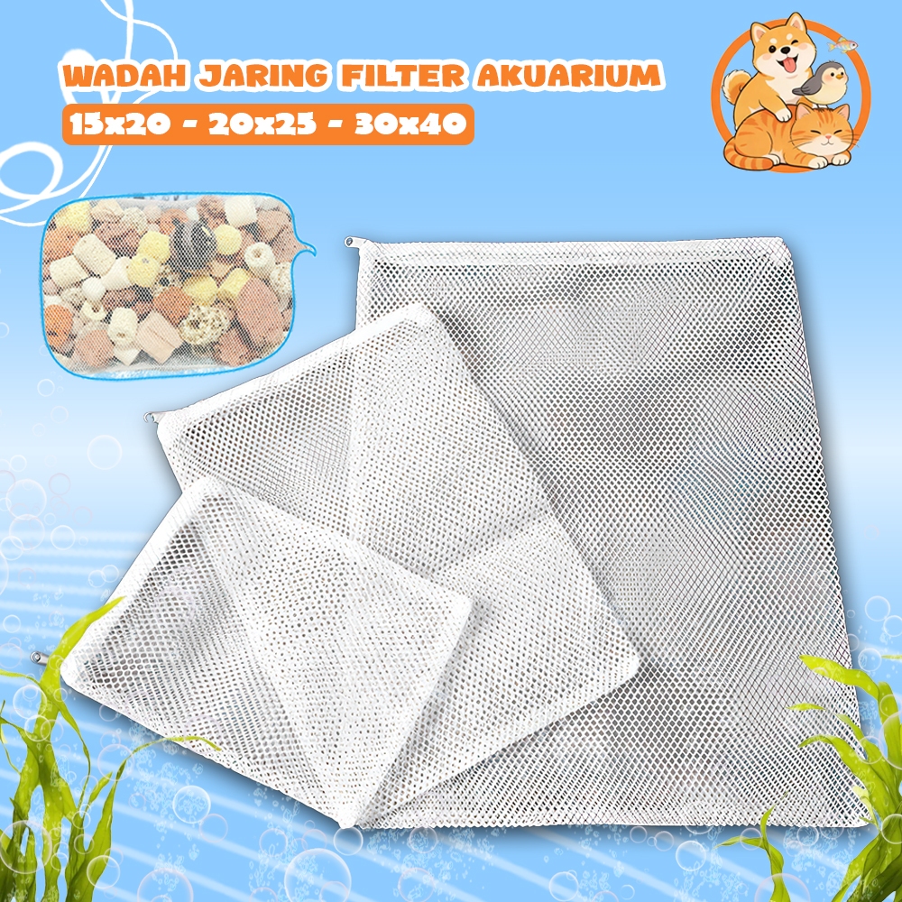 Filter Bag Aquarium Nilon Mesh Kantong Jaring Media Filter Kolam Ikan 15x20 20x25cm Premium