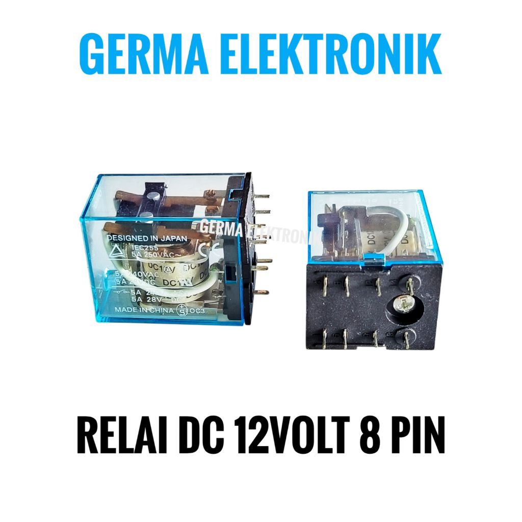 Relai DC 12volt 8 pin kaki relai 12volt dc 8pin kaki