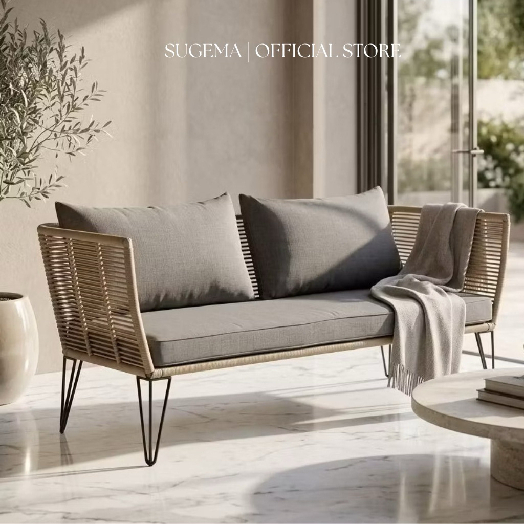 SOFA ROTAN SINTETIS MINIMALIS 2 SEATER