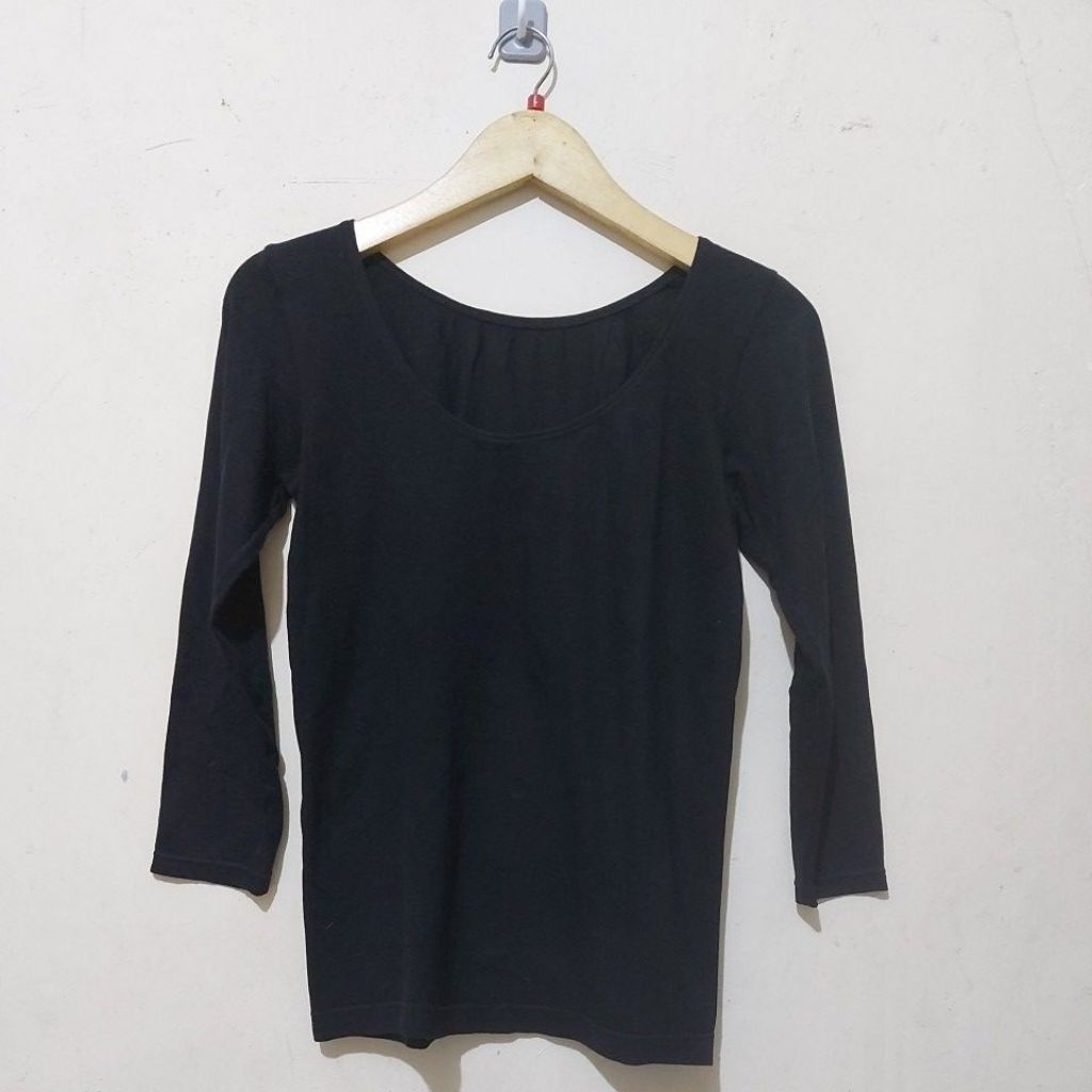 code:M764>Tshirt dalaman scoop neck lengan 7/8 untuk wanita MUJI*L