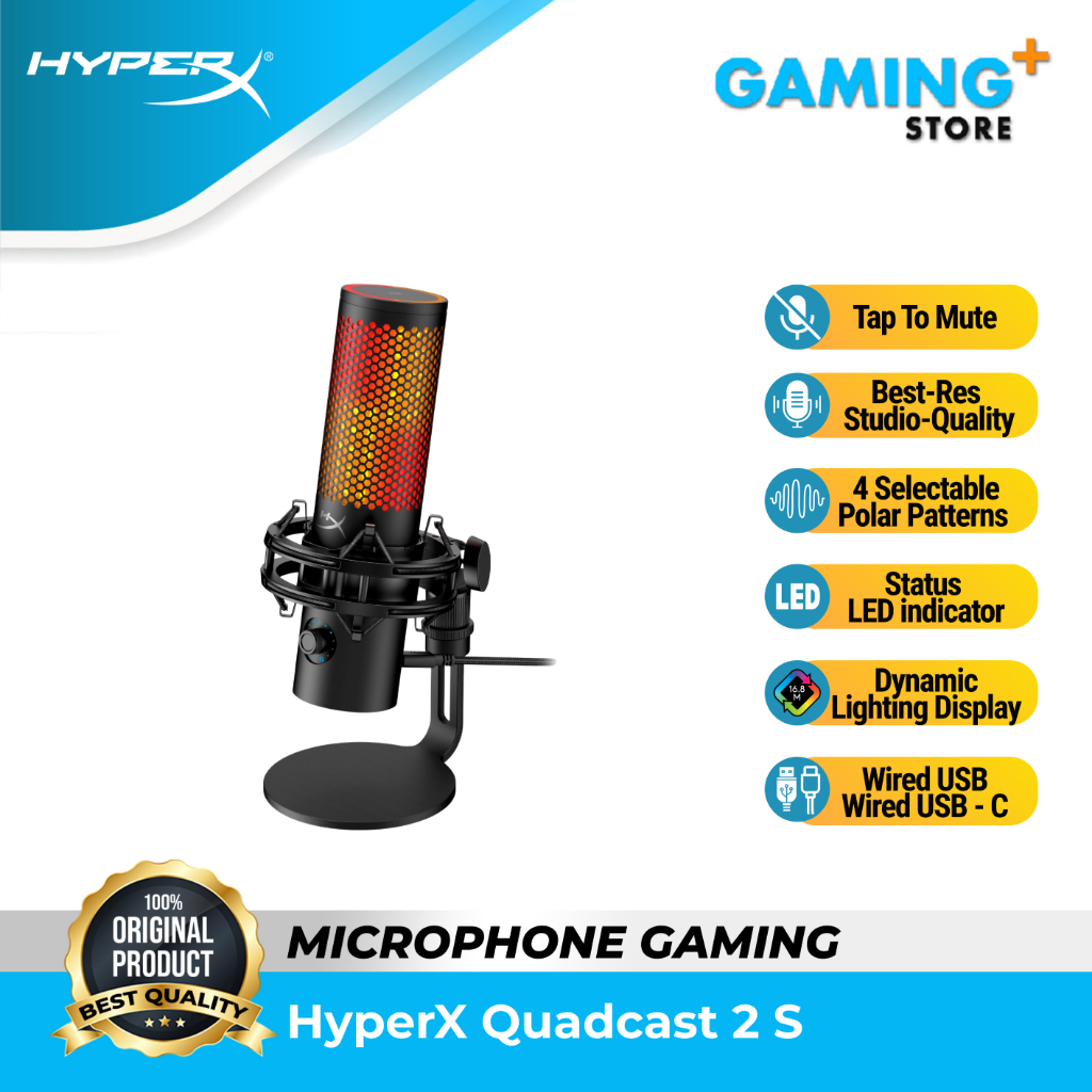 Microphone Gaming HyperX Quadcast 2 S USB C - Streaming Condenser Mic