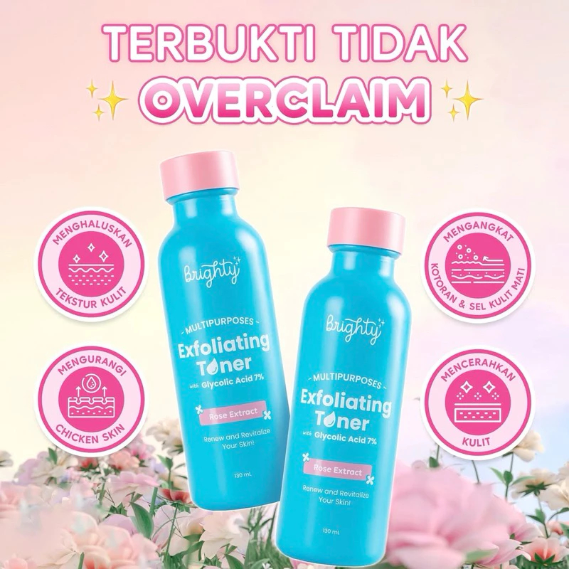 Brighty Multipurpose Exfoliating Toner Pemutih badan pencerah badan pencerah ketiak pemutih leher pe