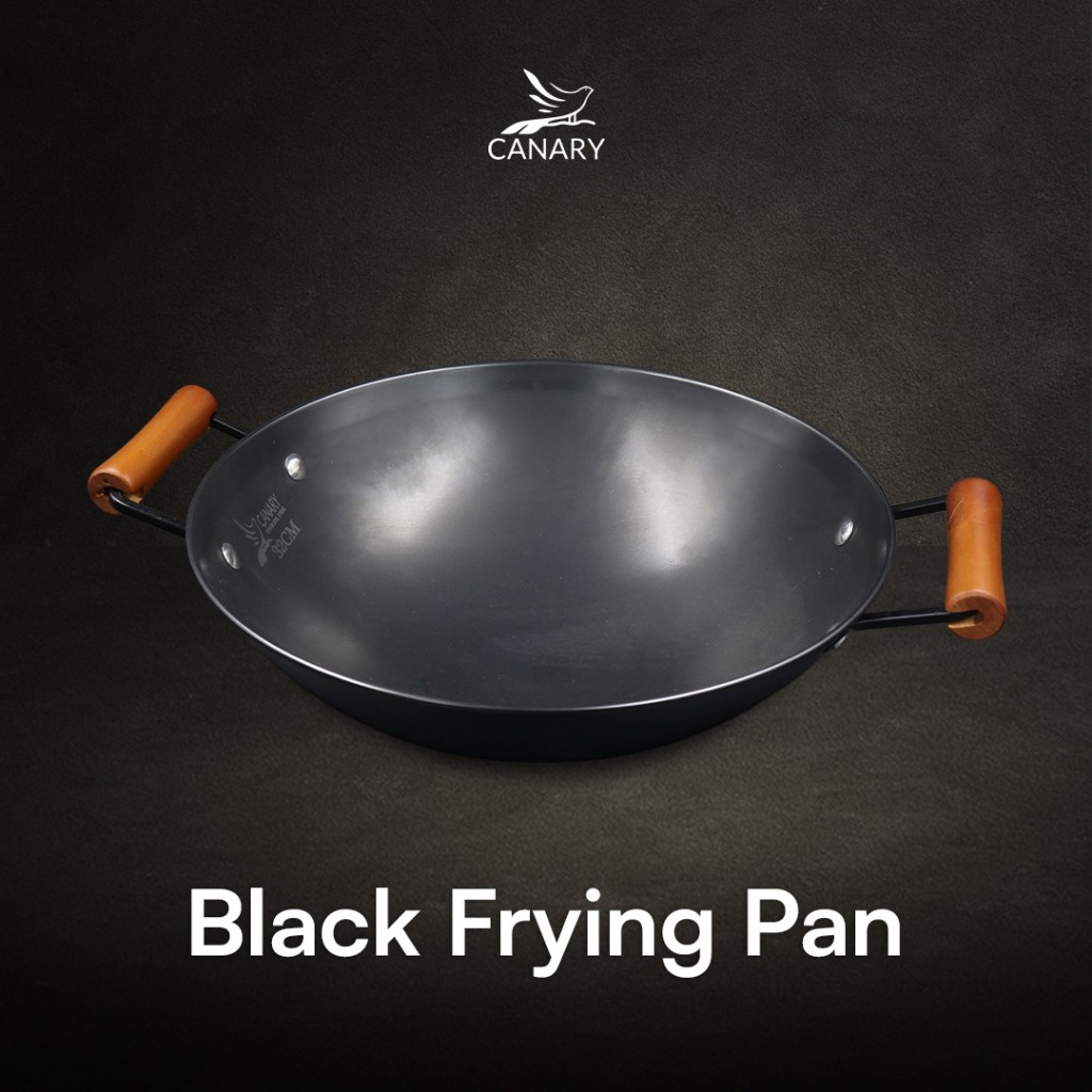 CANARY - Wajan Hitam Stainless Steel Premium Tebal Anti Lengket Anti Karat Wok Penggorengan Kuali