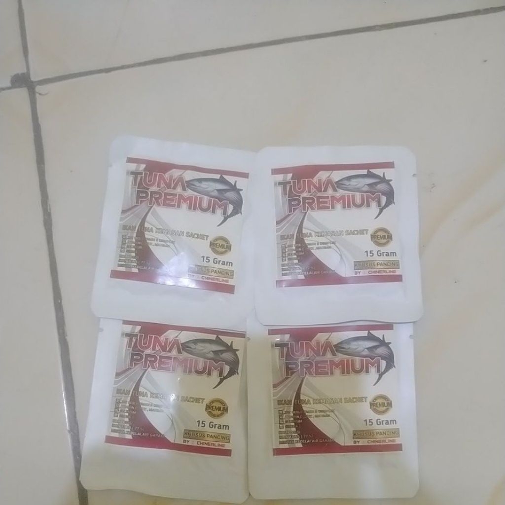 Tuna premium kemasan sachet berat 15 gram per pcs