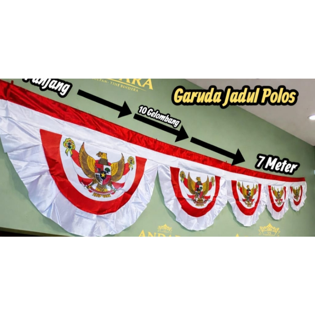 BENDERA BACKGROUND GARUDA MERAH PUTIH REMPEL RENDA