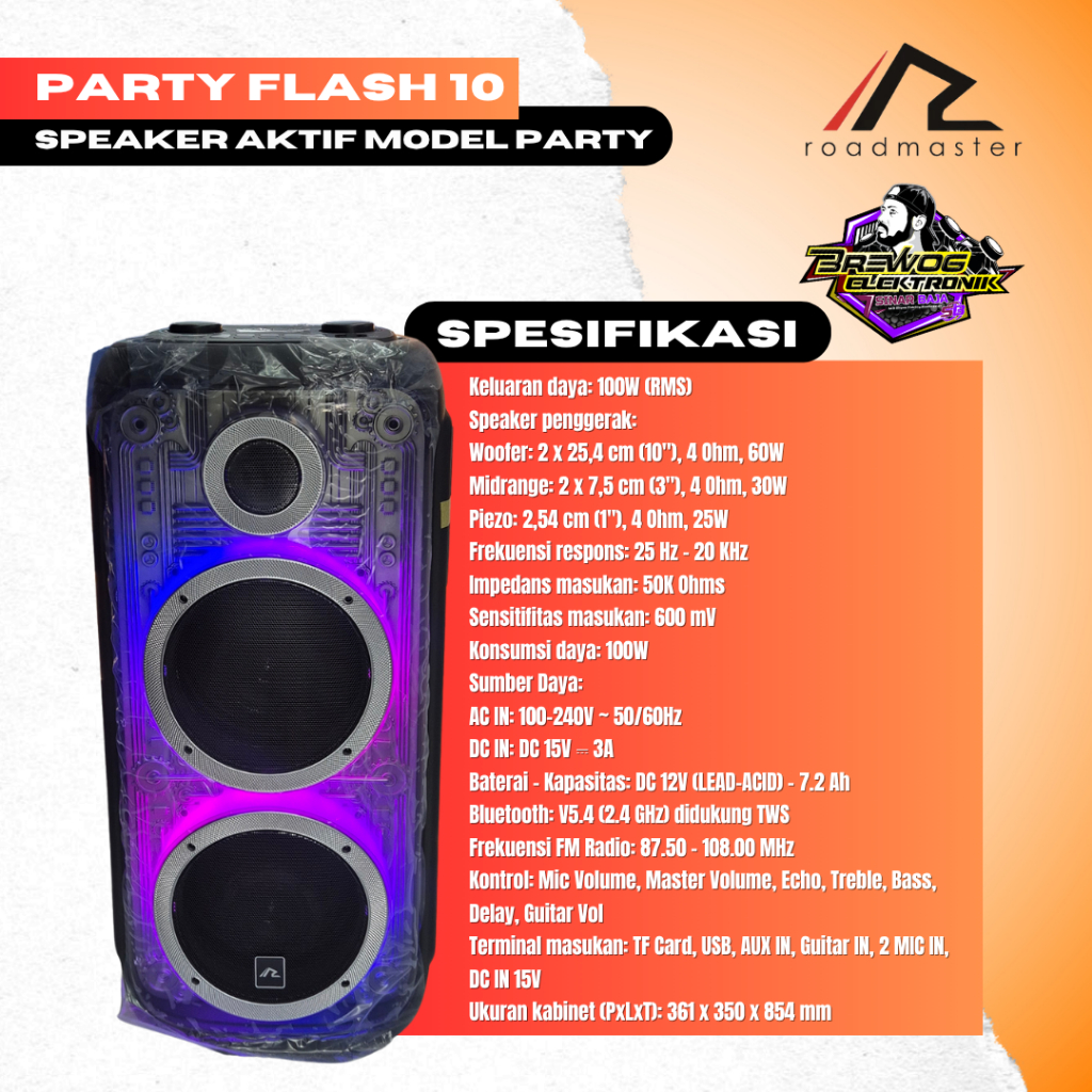 ORIGINAL PRODUK BREWOG SINAR BAJA ROADMASTER PARTY FLASH 10