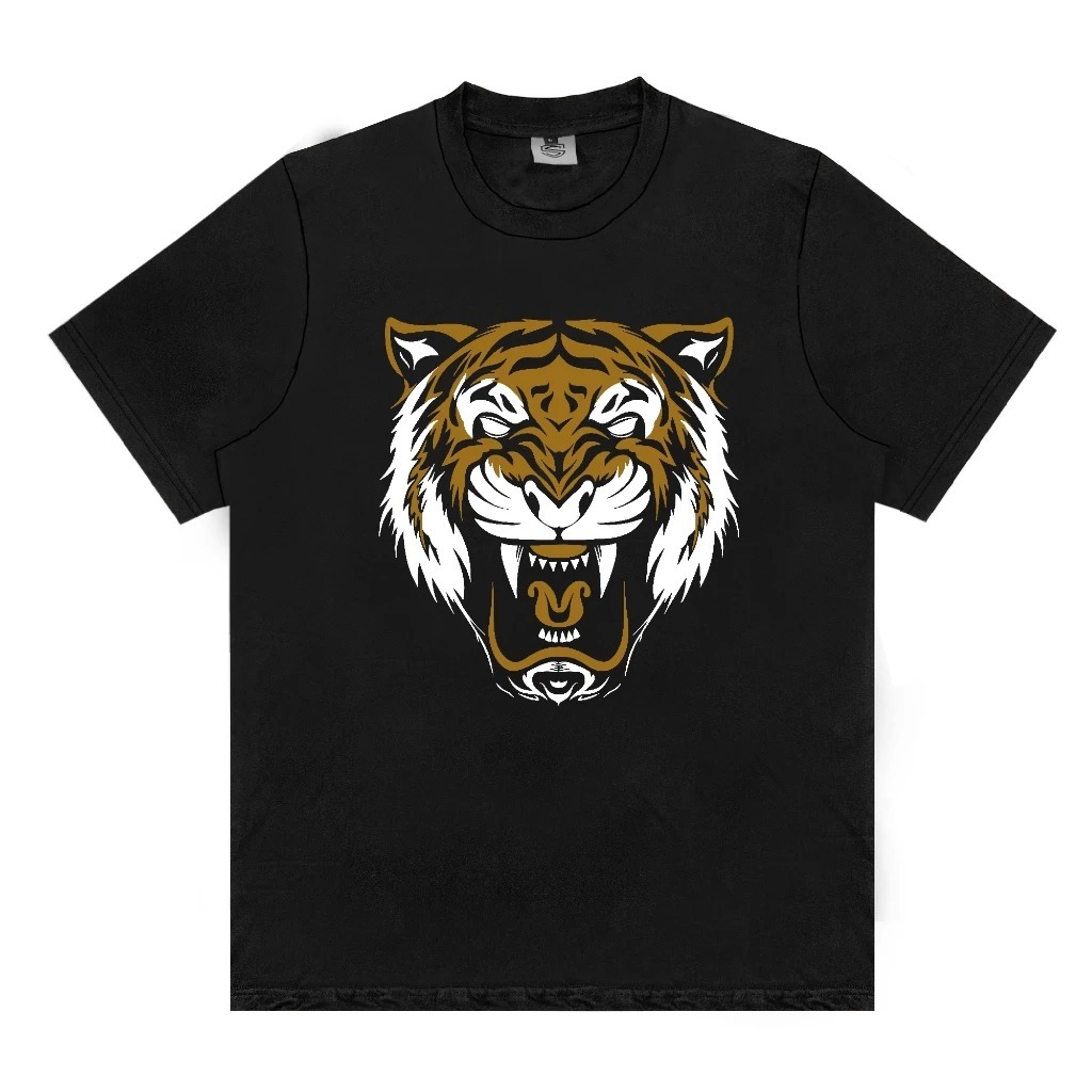 Kaos Distro Someone Tshirt Glow In The Dark Black Golden Tiger 404D