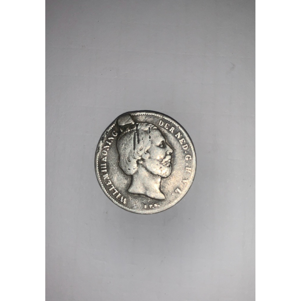 Koin Perak 1/2 Gulden 1860 Belanda Silver Asli| King Willem III