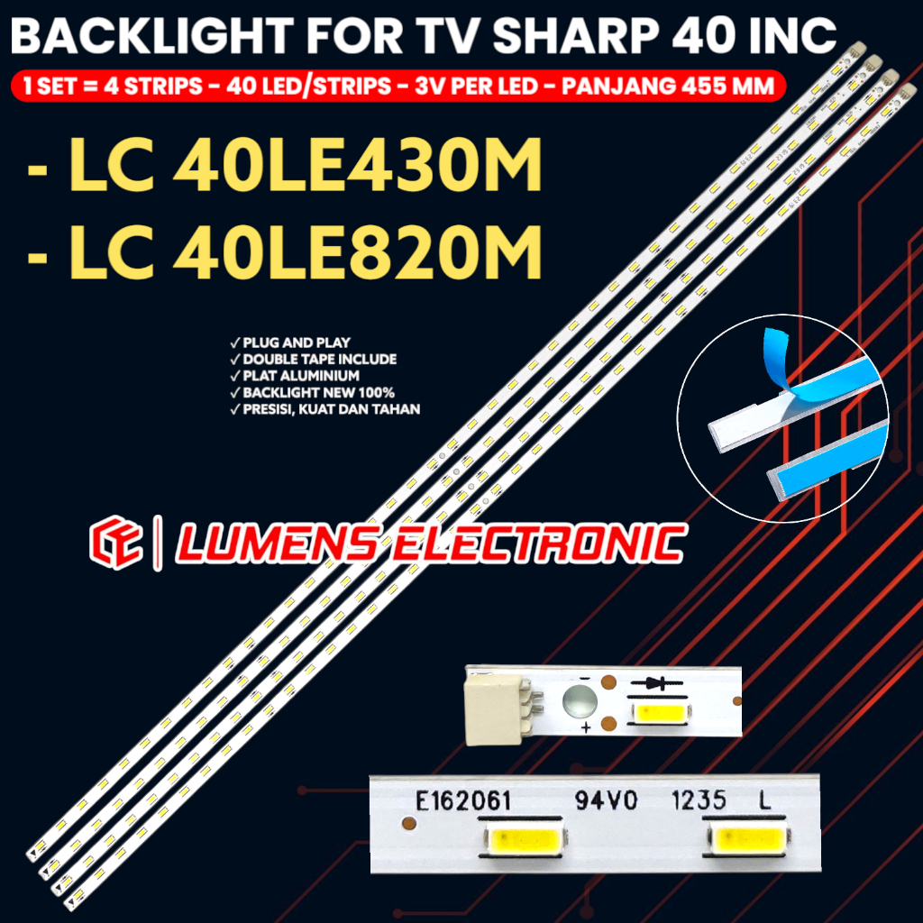BACKLIGHT TV SHARP 40 INCH LC-40LE430M LC40LE430M 40LE430 40LE430M LAMPU BL LED 40LE E162061