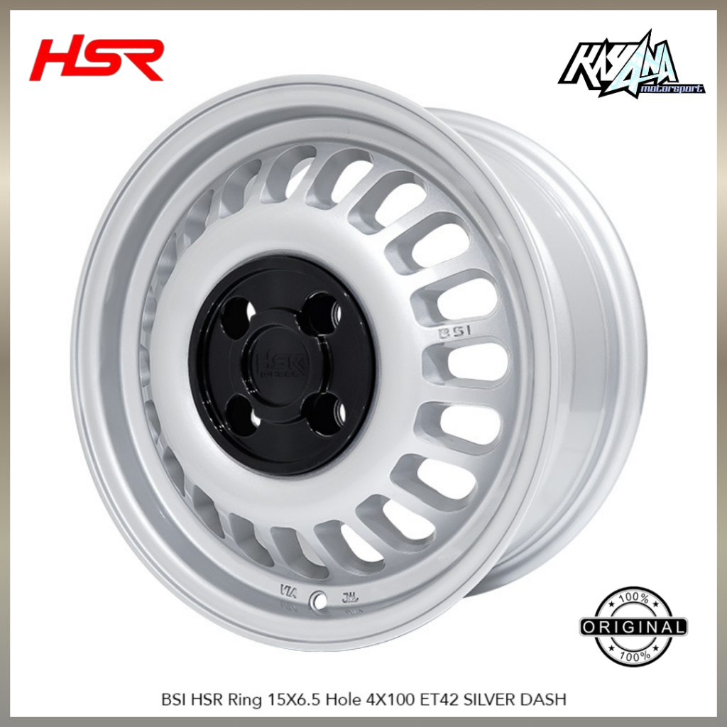 Velg original HSR Wheel BSI R15 model kaleng lebar 6,5 pcd 4x100/114 et42 chrome
