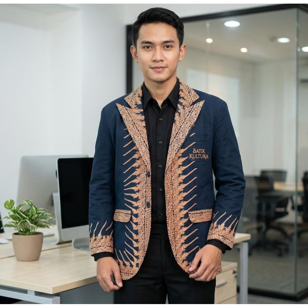 Jas Blazer Batik Pria Solo Bahan Katun Halus Lapis katun Toyobo Tebal Cocok Untuk Kerja Kondangan Ac