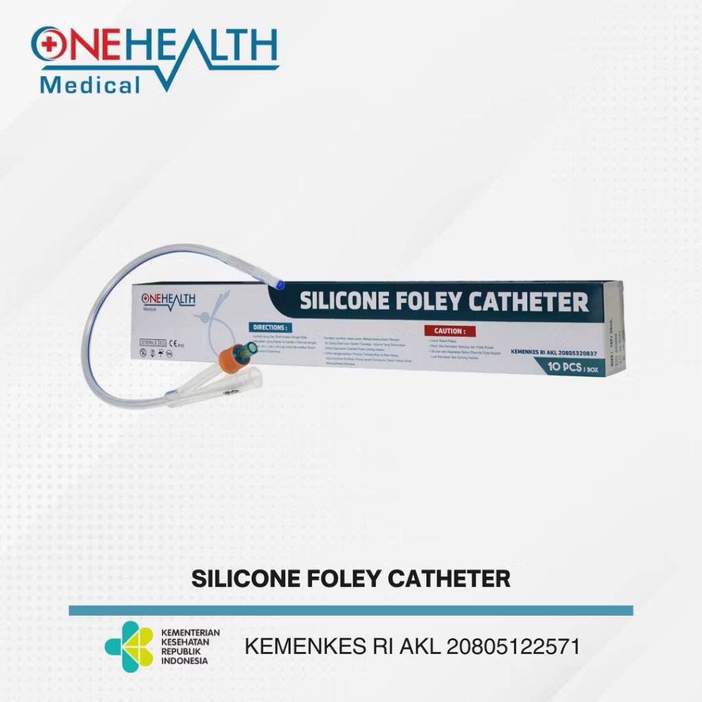 Kateter Urine Silikon Onehealth / Folley Catheter Silicone - Fleksibel, Steril, dan Tahan Lama