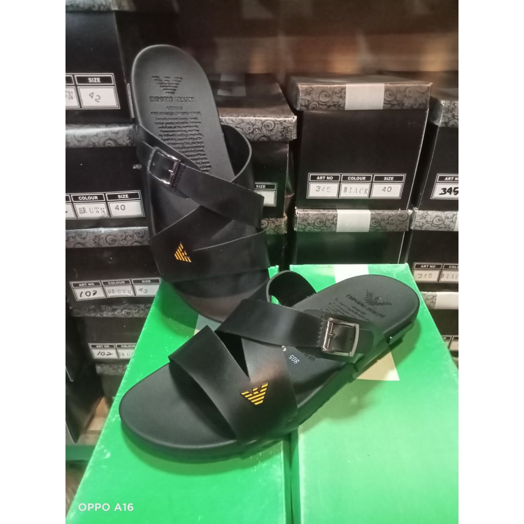 sandal slop pria sendal emporio armani
