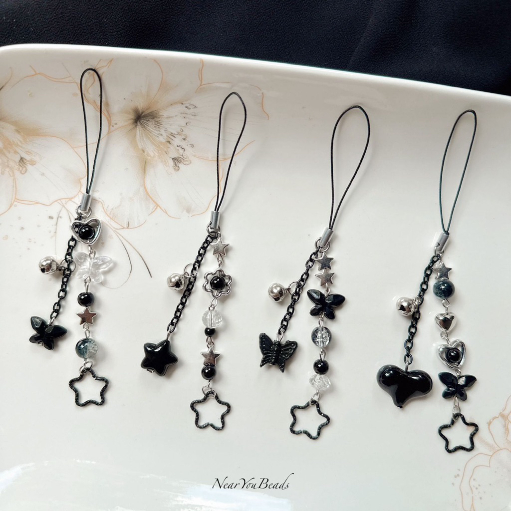 Star Mini Strap Simple Lanyard Hp Tas Ganci - Phone Strap simple Gantungan hp Hitam Elegan