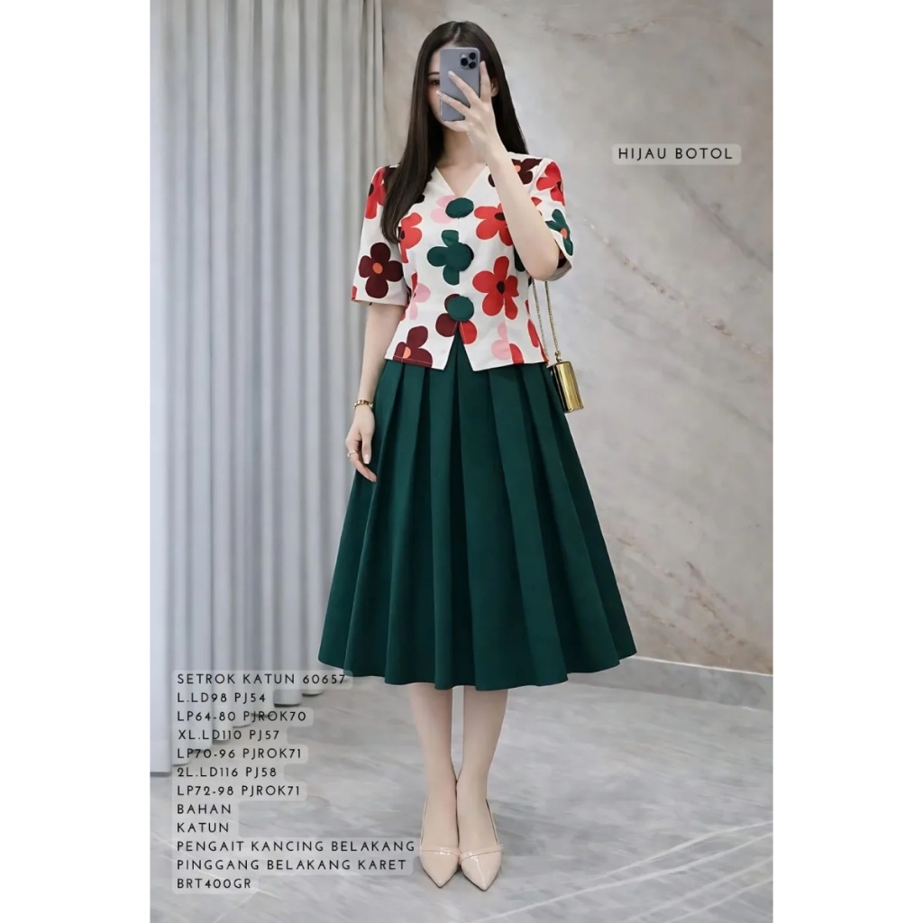 SET ROK WANITA DEWASA 60657 BAHAN KATUN TERSEDIA UKURAN STANDAR DAN JUMBO