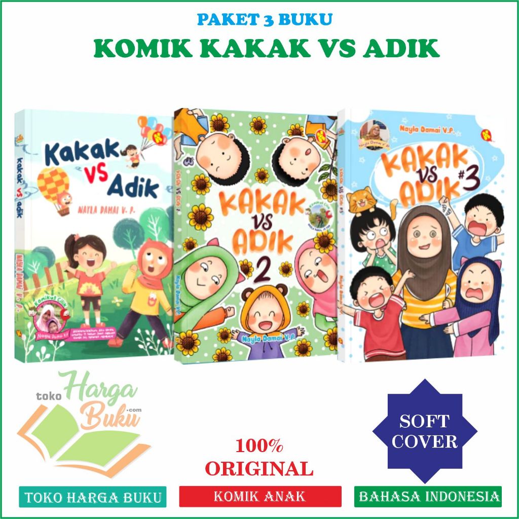 Foto Paket 3 Buku Anak Komik Kakak vs Adik Jilid 1 2 3 Lengkap ORIGINAL Full Color - Pustaka Al-Kautsar