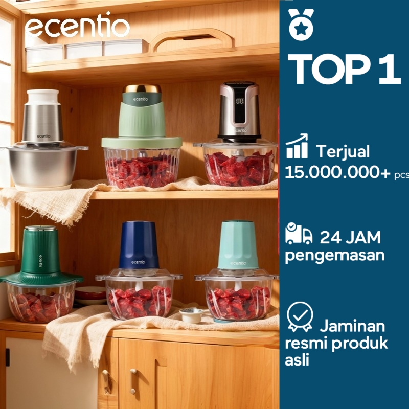 ecentio kaca chopper blender 2L 3-in-1 Multifungsi 6 Mata Pisau Food Grade Garansi 1 Tahun