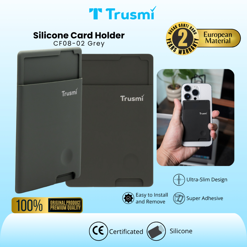 Trusmi CF08 Silicone Card Holder Ultra-slim Design Card Pocket Holder Dompet Kartu Tempelan HP