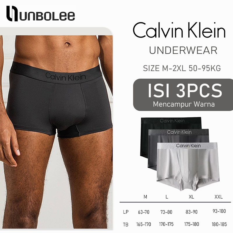 3PCS Celana dalam pria boxer modal pinggang sedang Calvin Klein