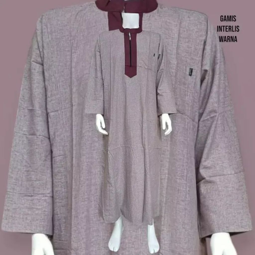 jubah imtaq interlis warna lengan panjang kancing risleting