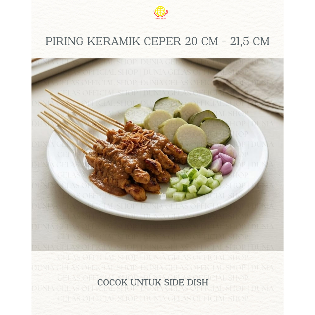 Piring Keramik Ceper 20 cm - 21,5 cm / Side Dish Plate / Piring Prasmanan / Piring Kue / Piring Saji