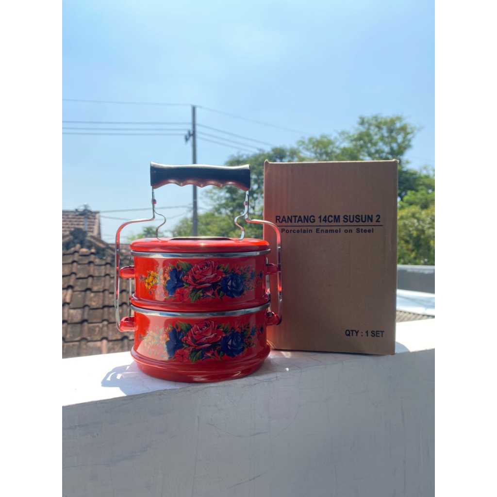 Terbaru Rantang Enamel Susun 2 Uk 14 Rantang Jadul