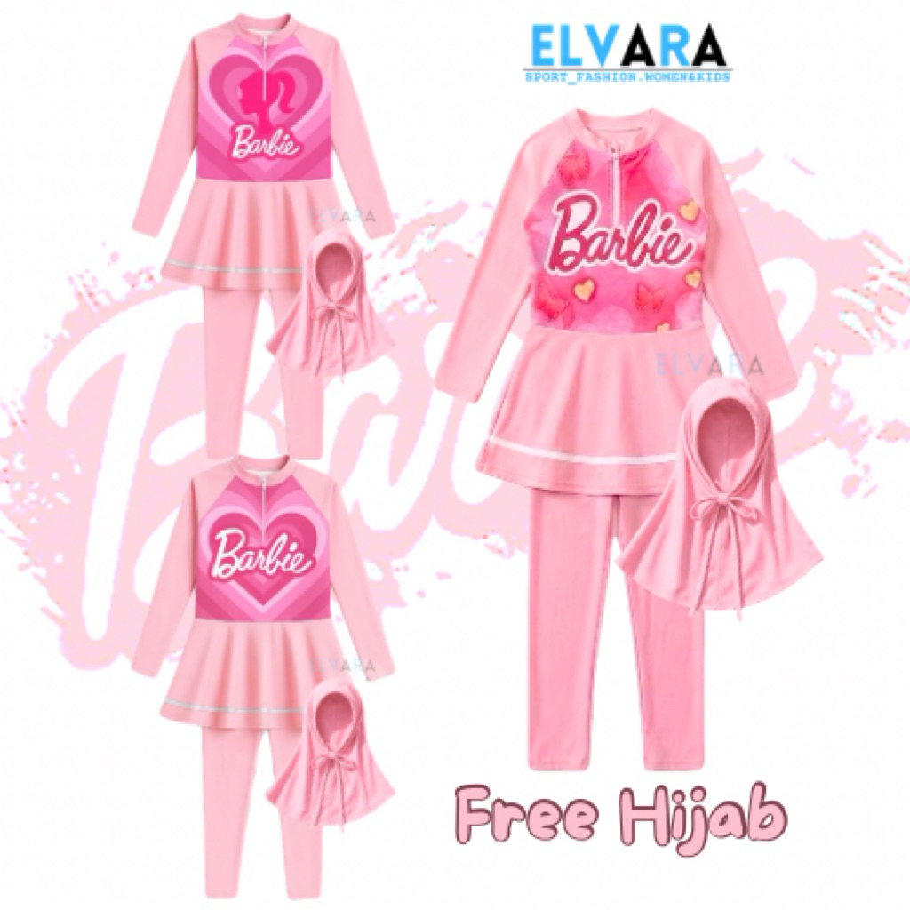 ELVARA Baju Renang Anak Muslimah Barbie Free Hijab