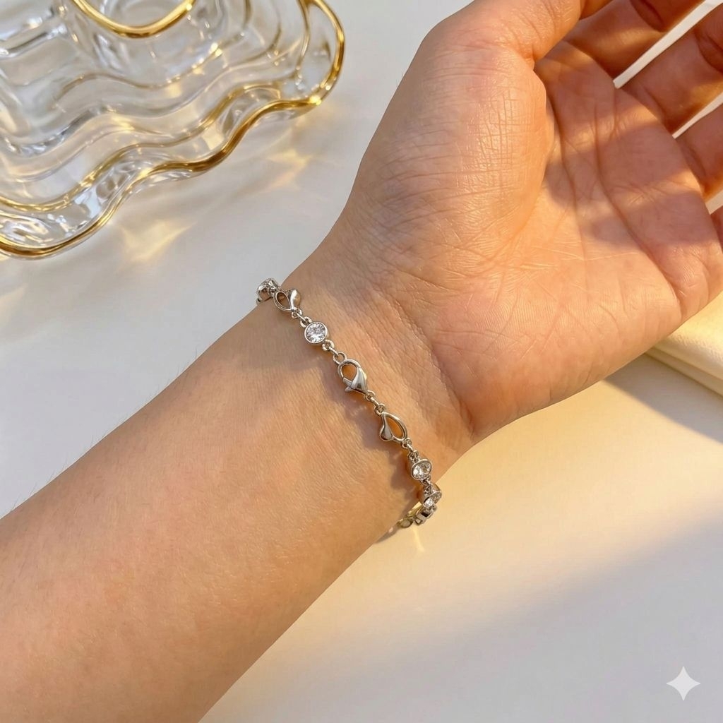 GELANG WANITA TITANIUM SILVER PERMATA