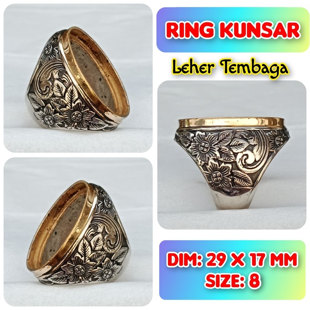 Cincin Emban Batu Akik dan Permata Leher Tembaga.13