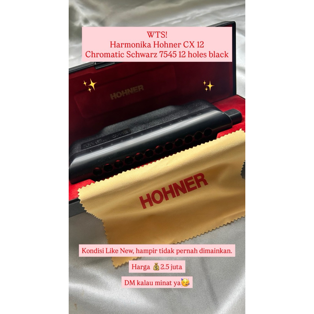 [Like New] Harmonika Hohner CX 12 Chromatic Schwarz 7545 12 holes black