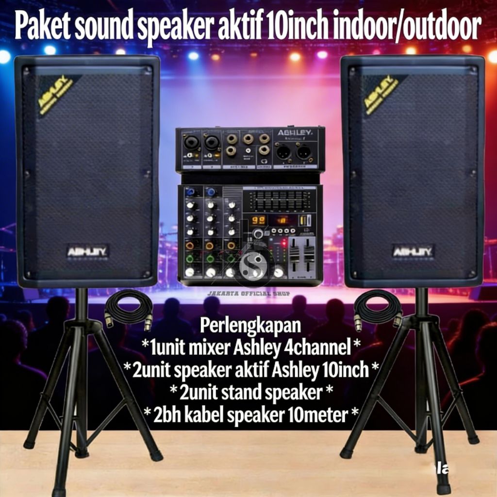 PAKET SOUND SPEAKER AKTIF ASHLEY 10" INCH indoor outdoor ORIGINAL