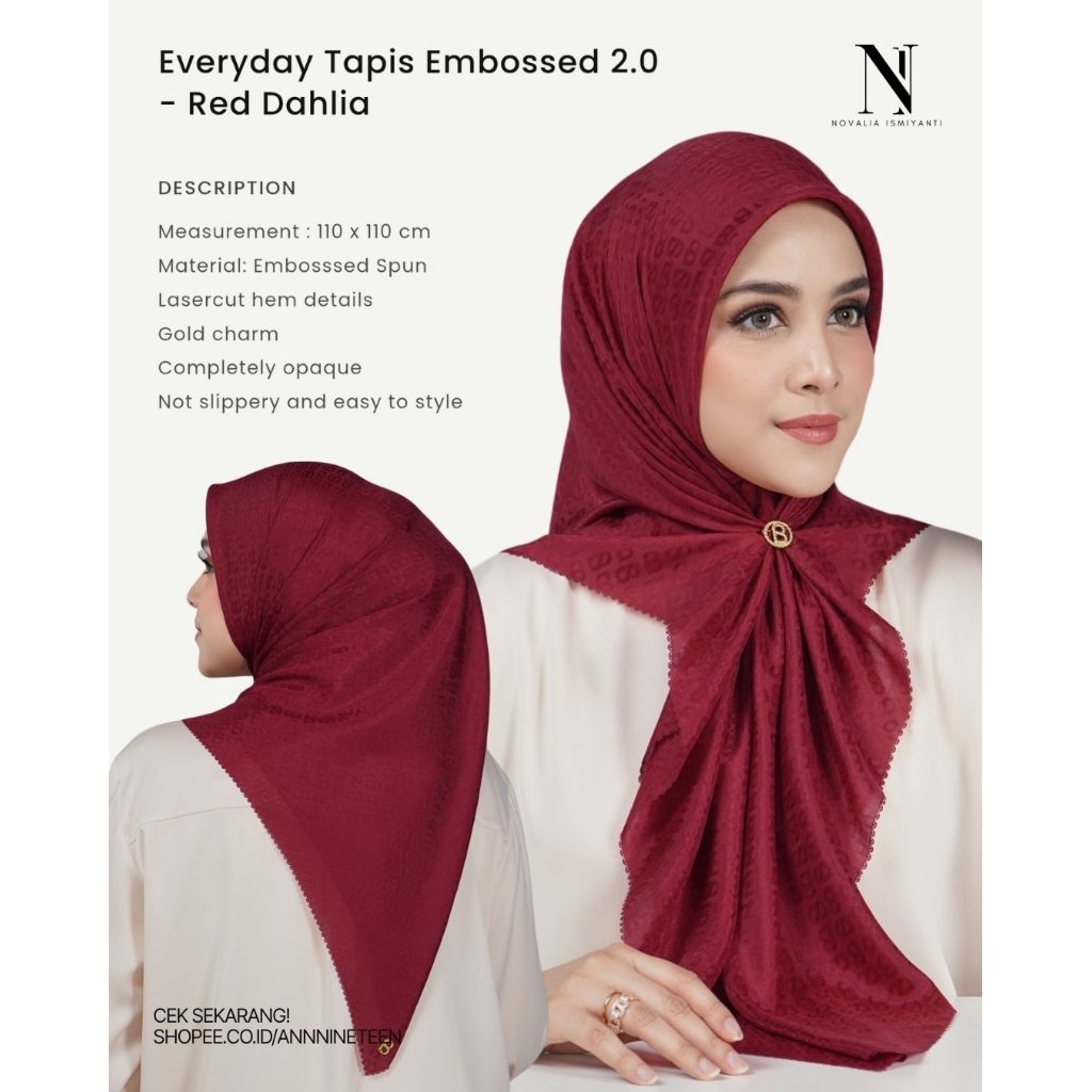 NEW buttonscarves tapis embossed Red dahlia