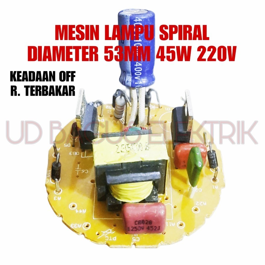 5X MESIN LAMPU 45W BEKAS KEADAAN OFF / MATI RESISTOR TERBAKAR - DAPAT 5PCS PCB LAMPU 45W BEKAS