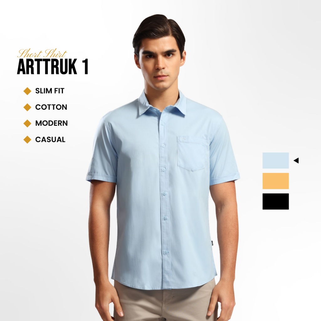 Emba Classic - Arttruk 1 Kemeja Pria Lengan Pendek Polos Slim Fit