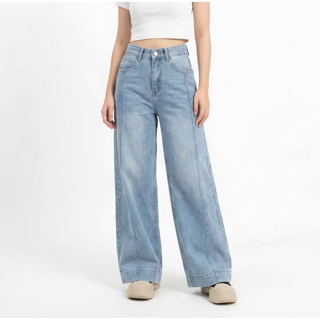 BEGGY JEANS Biru Premium Kulot Highwaist Celana Panjang Wanita-baggy Jeans Wanita--baggy Baggy Denim