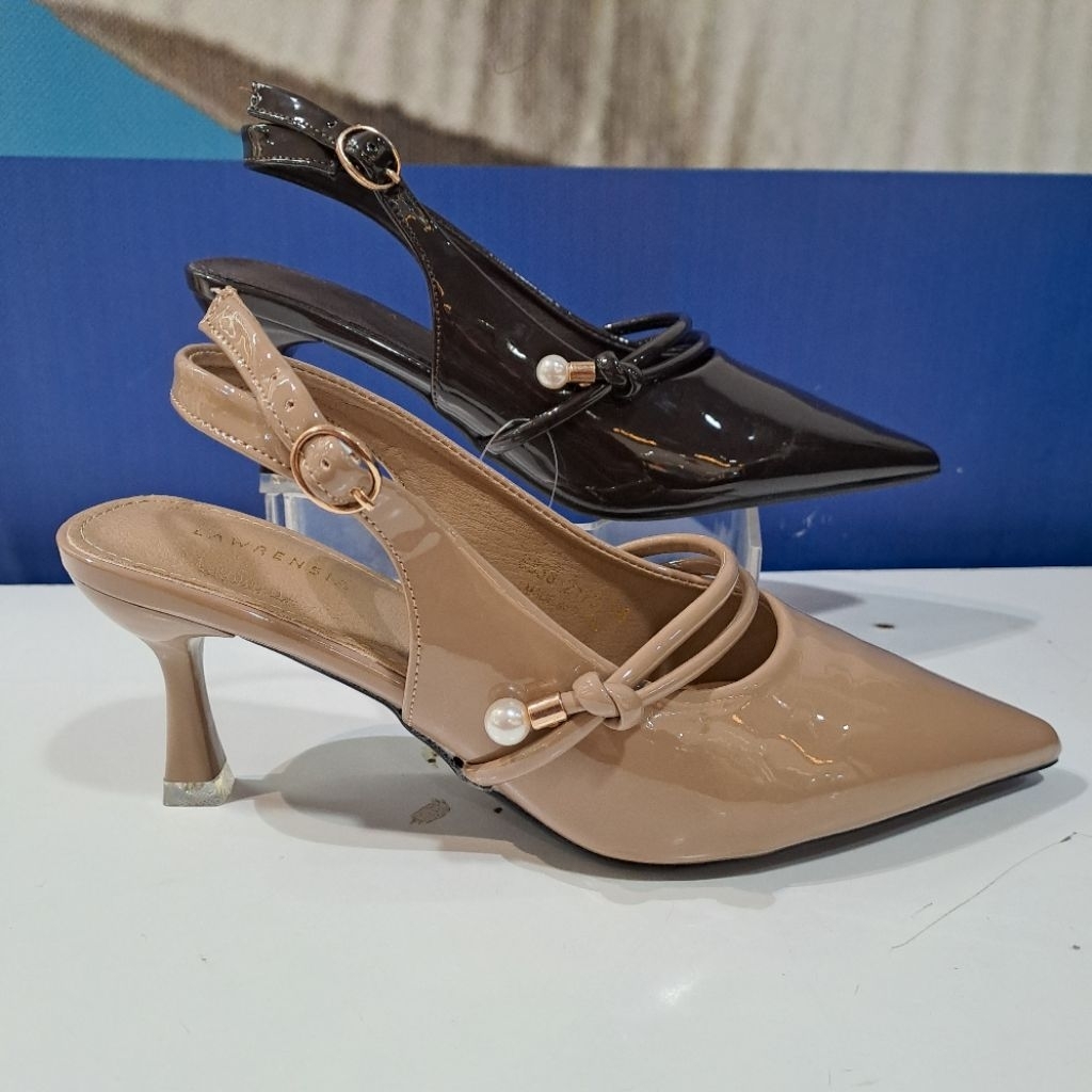 sepatu sandal mules wanita lawrensia hak 6 cm