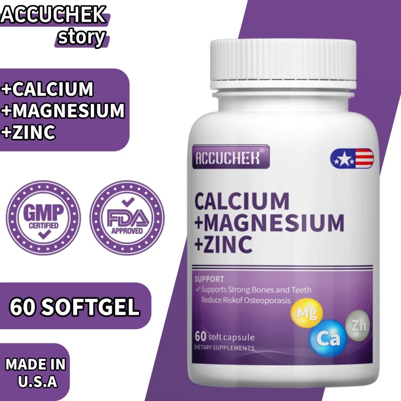 Suplemen Calcium Magnesium Zinc, Mendukung Metabolisme & Kesehatan Otot, 60softgel