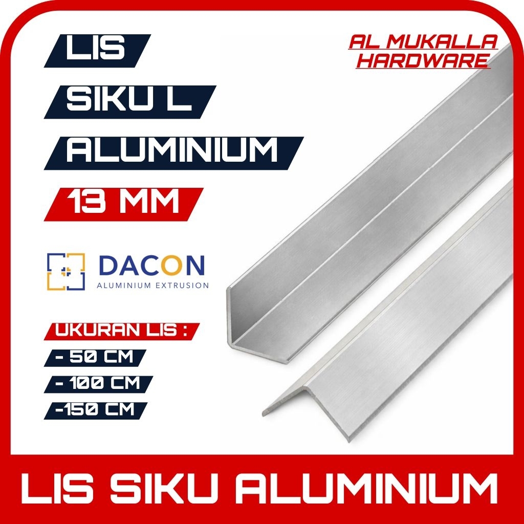 Lis Siku Aluminium Dacon 13 x 13 mm | List Siku L aluminium Sudut
