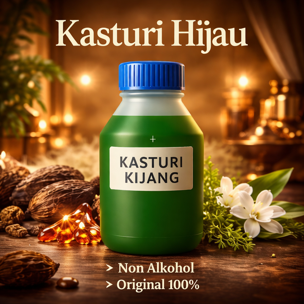 Parfum Kasturi Hijau 50-100ml – Parfum Sholat Non Alkohol yang Menenangkan
