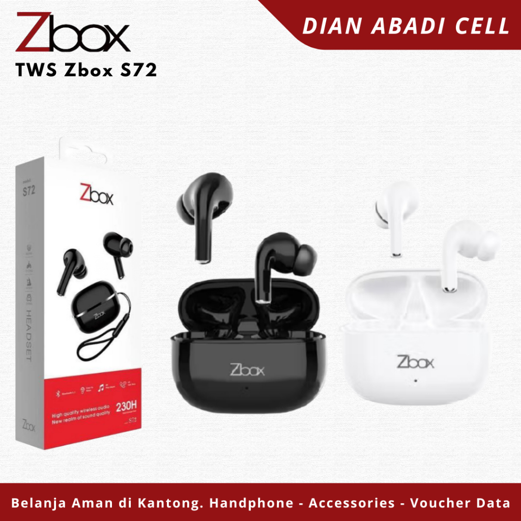 Earphone Bluetooth TWS Zbox S72