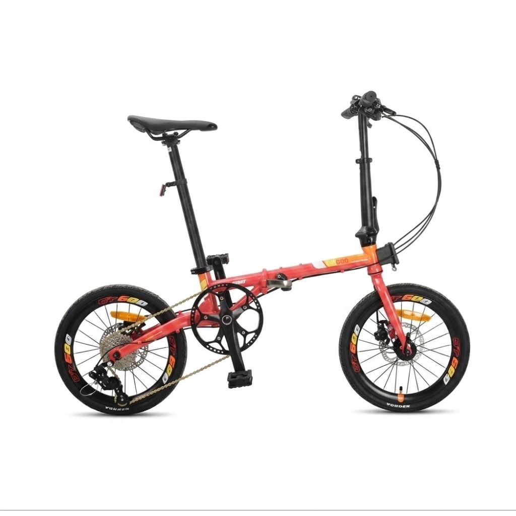 Sepeda Lipat Rubick 16 inch Gas Salmon Rem Cakram Hidrolik  10 Speed