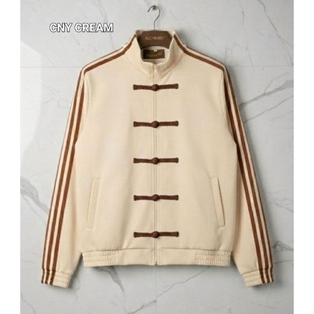 PROMO TRACKTOP CHEONGSAM CNY cream || pria wanita || casual || fleece cotton 280-290gsm || best sell